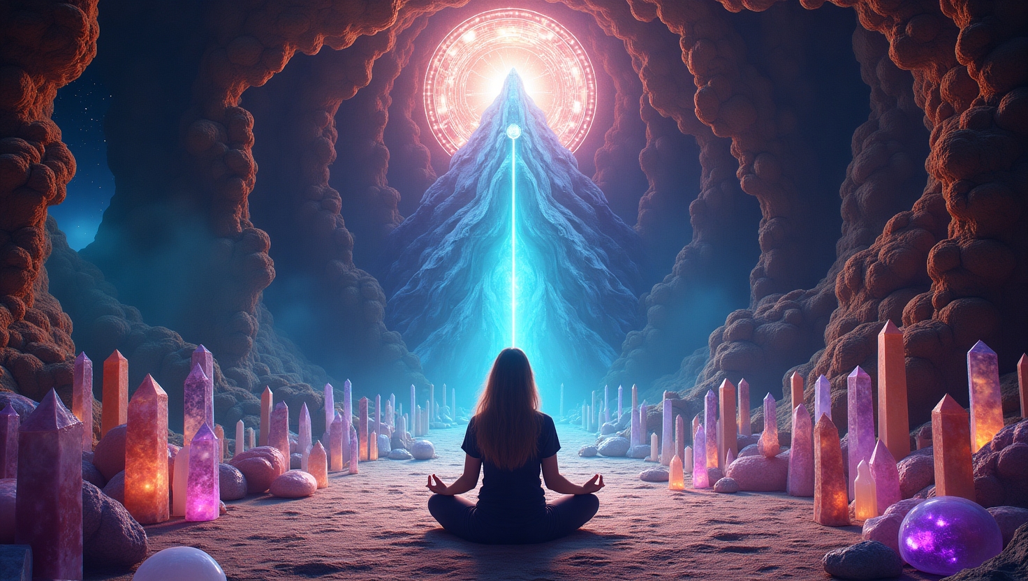 Flux_Dev_a_person_sitting_in_a_meditation_room_surrounded_by_c_0